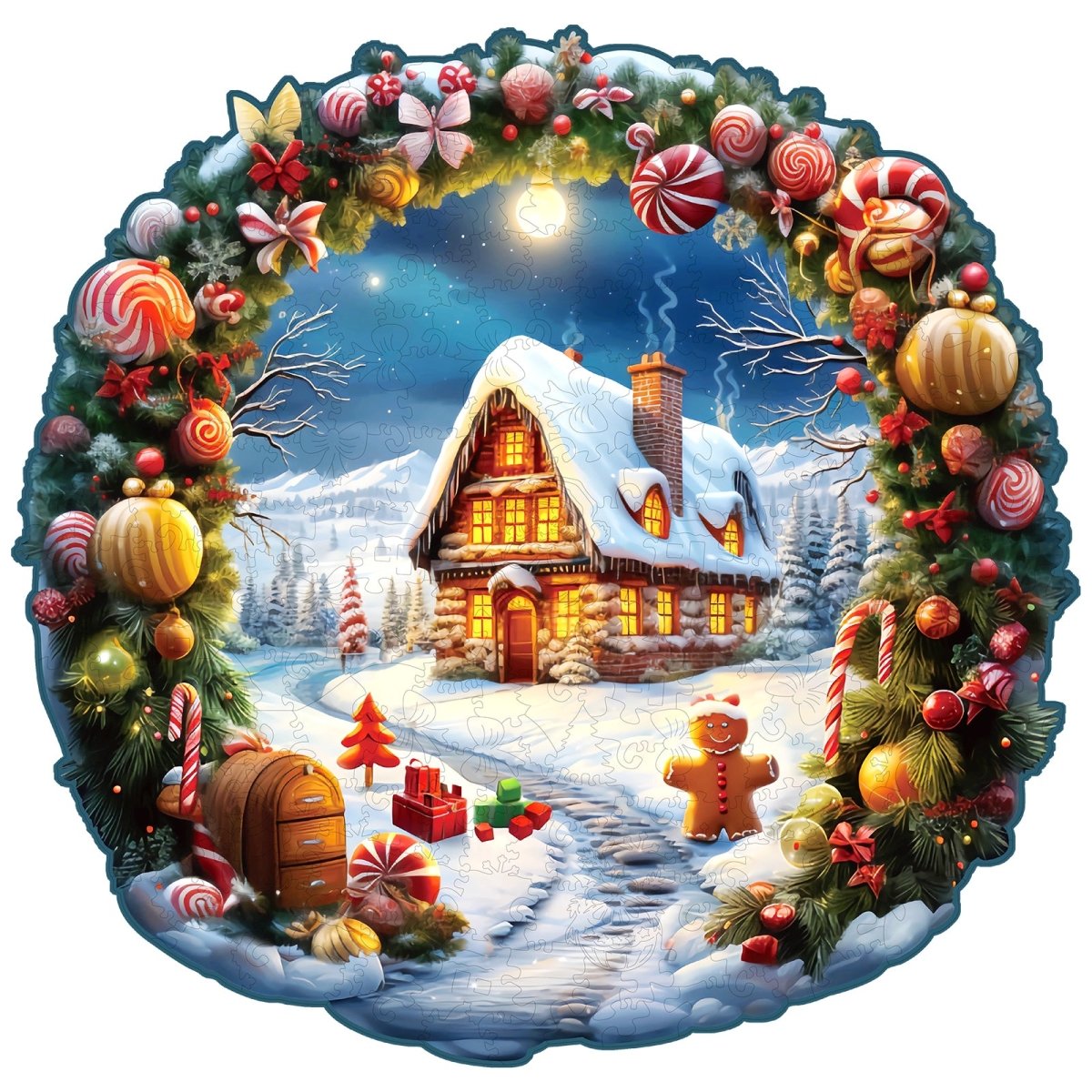 Christmas House Wooden Jigsaw Puzzle - KAAYEE Puzzle