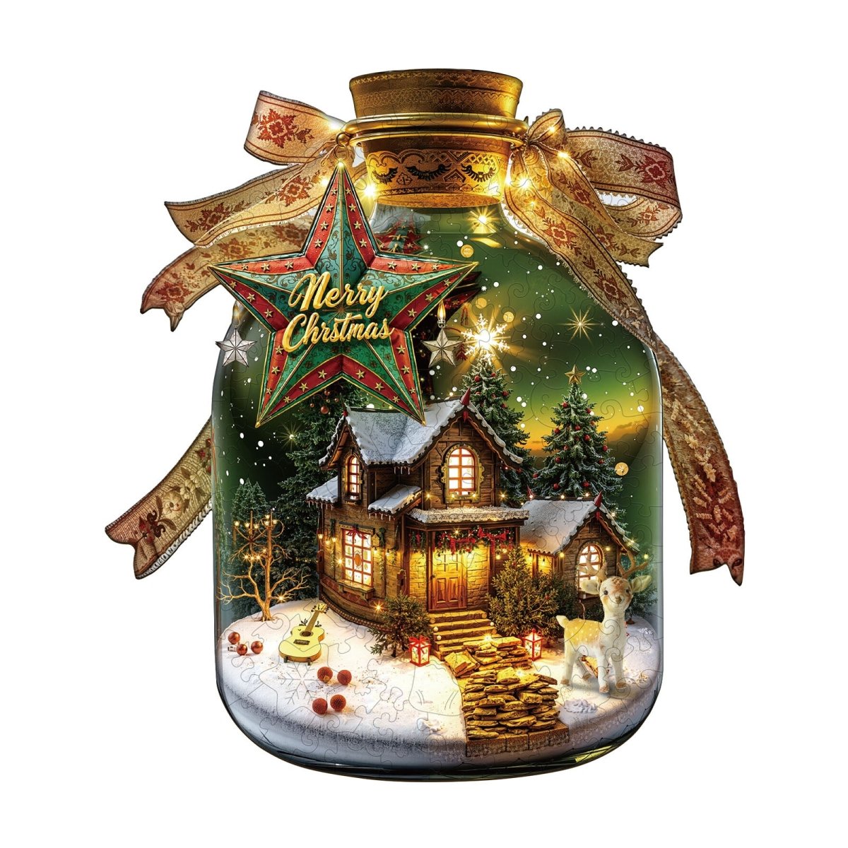 Christmas message in a bottle Wooden Jigsaw Puzzle - KAAYEE Puzzle
