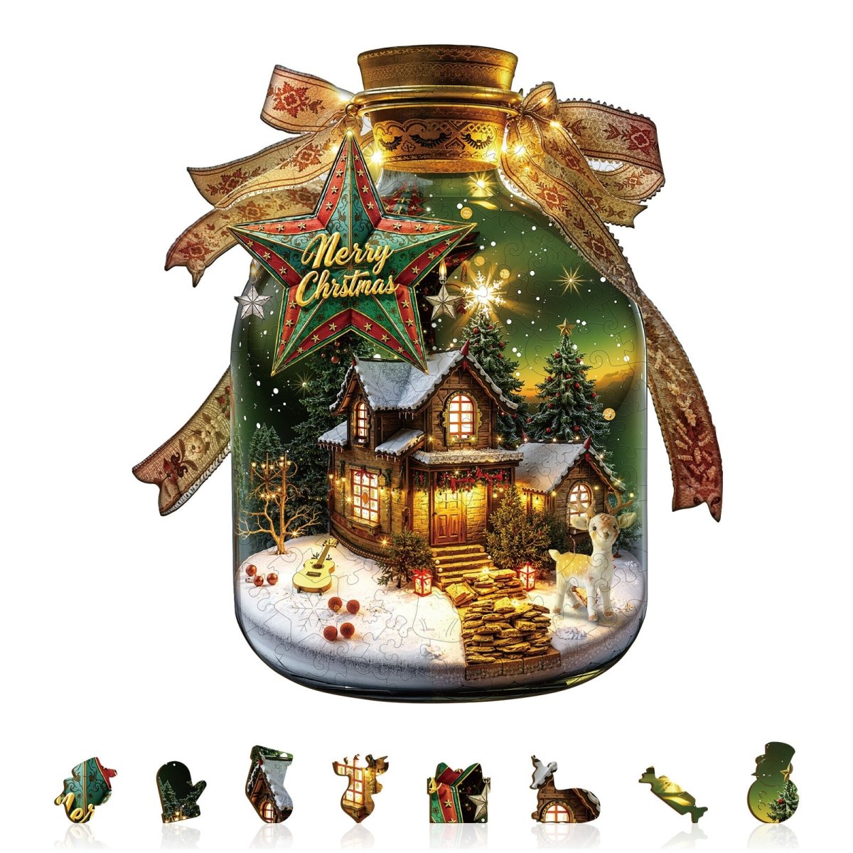 Christmas message in a bottle Wooden Jigsaw Puzzle - KAAYEE Puzzle