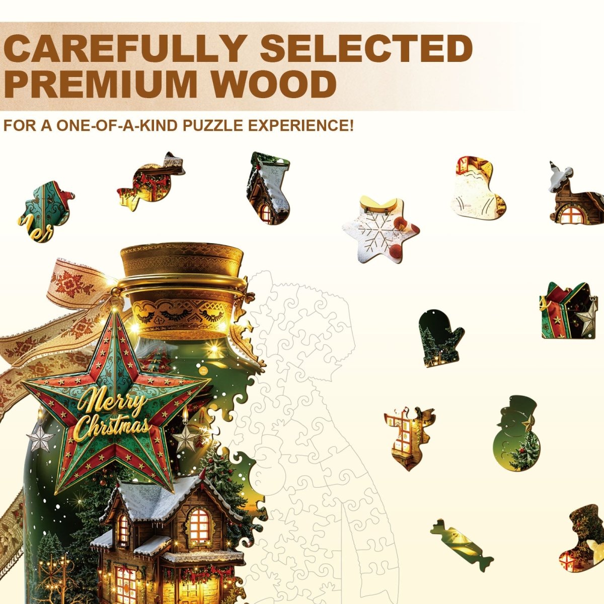 Christmas message in a bottle Wooden Jigsaw Puzzle - KAAYEE Puzzle