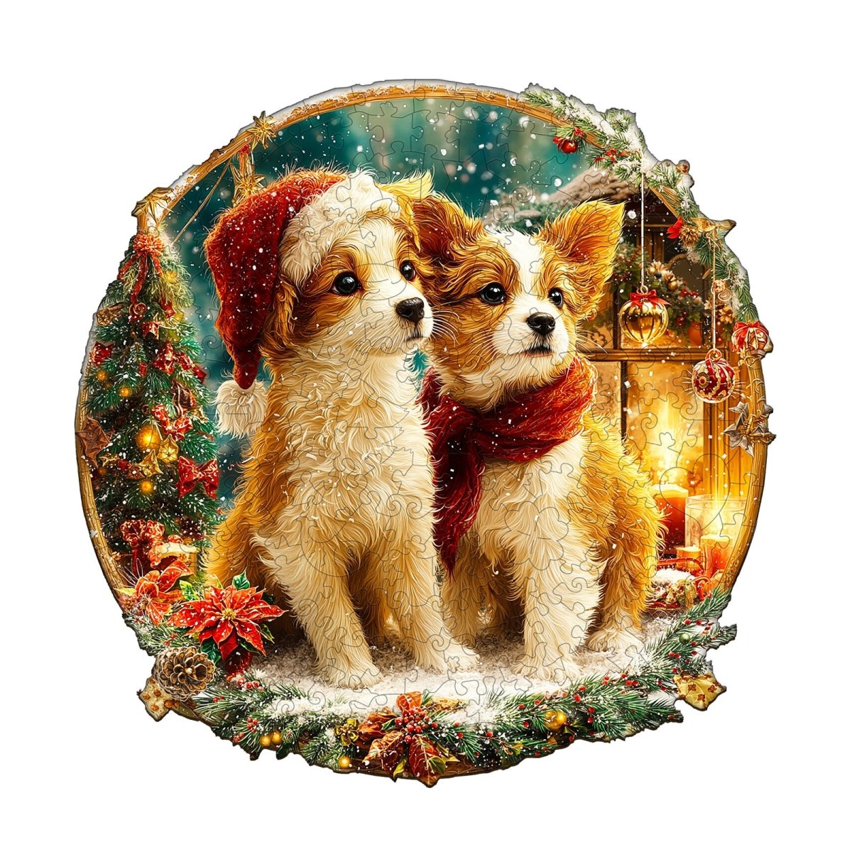 Christmas Puppy Mix Wooden Jigsaw Puzzle - KAAYEE Puzzle