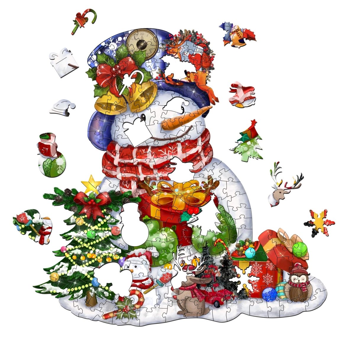 CHRISTMAS SNOWMAN Wooden Jigsaw Puzzle - KAAYEE Puzzle
