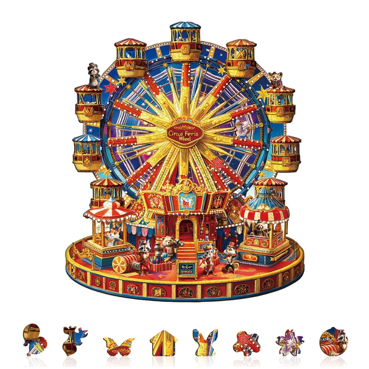 Circus Ferris Wheel Wooden Jigsaw Puzzle - KAAYEE Puzzle