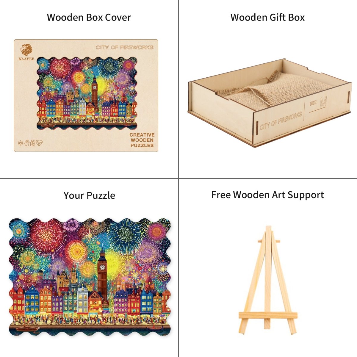 City of Fireworks Wooden Jigsaw Puzzle - KAAYEE Puzzle