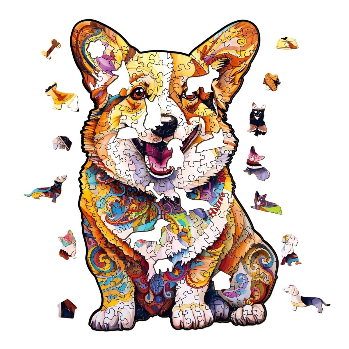 CLEVER CORGI 3 Wooden Jigsaw Puzzle - KAAYEE Puzzle