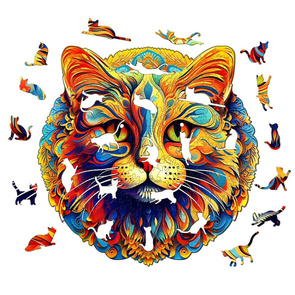 Colorful Cat Wooden Jigsaw Puzzle - KAAYEE Puzzle
