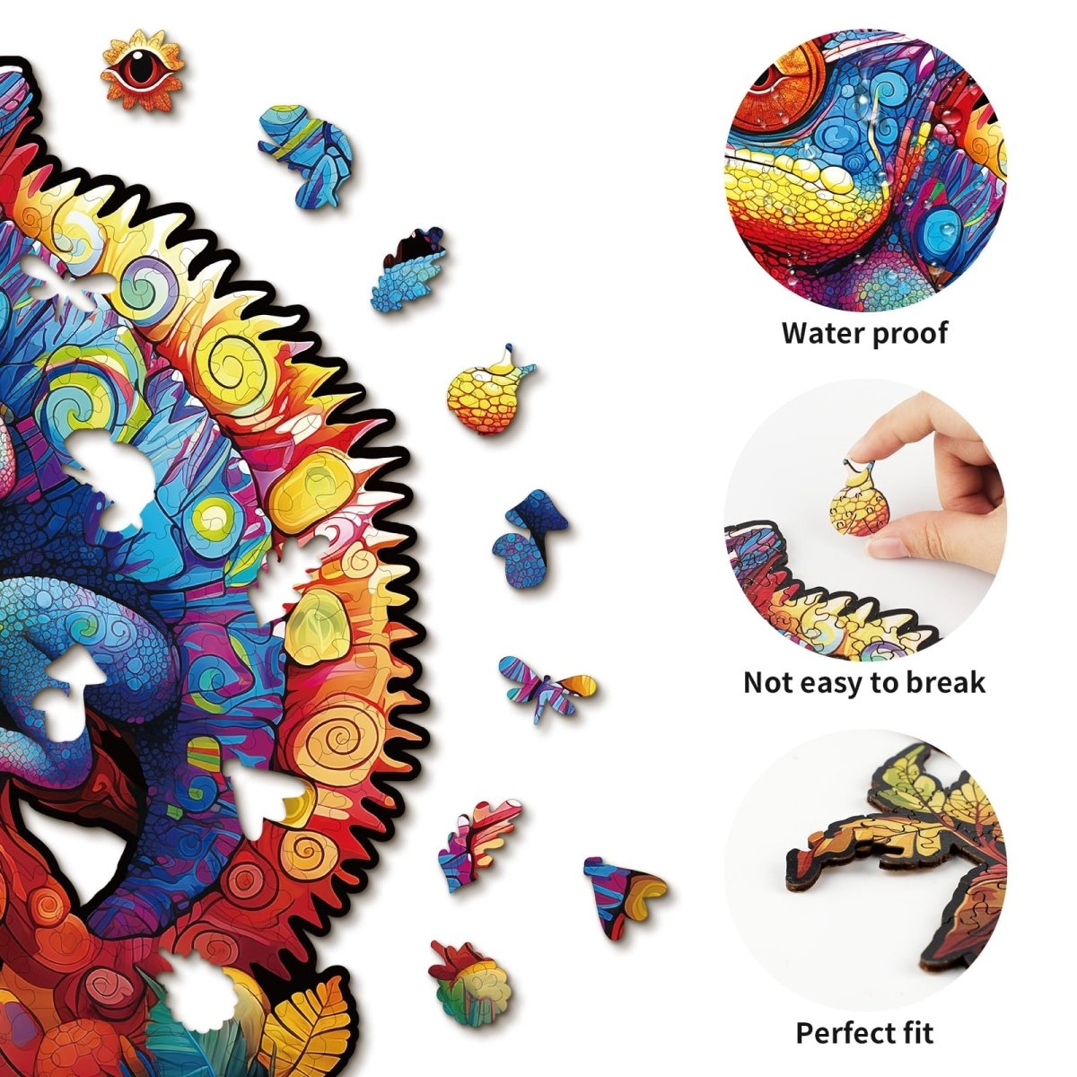 Colorful Chameleon Wooden Jigsaw Puzzle - KAAYEE Puzzle