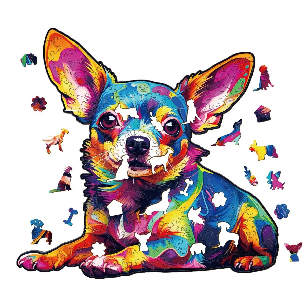 Colorful Chihuahua Wooden Jigsaw Puzzle - KAAYEE Puzzle
