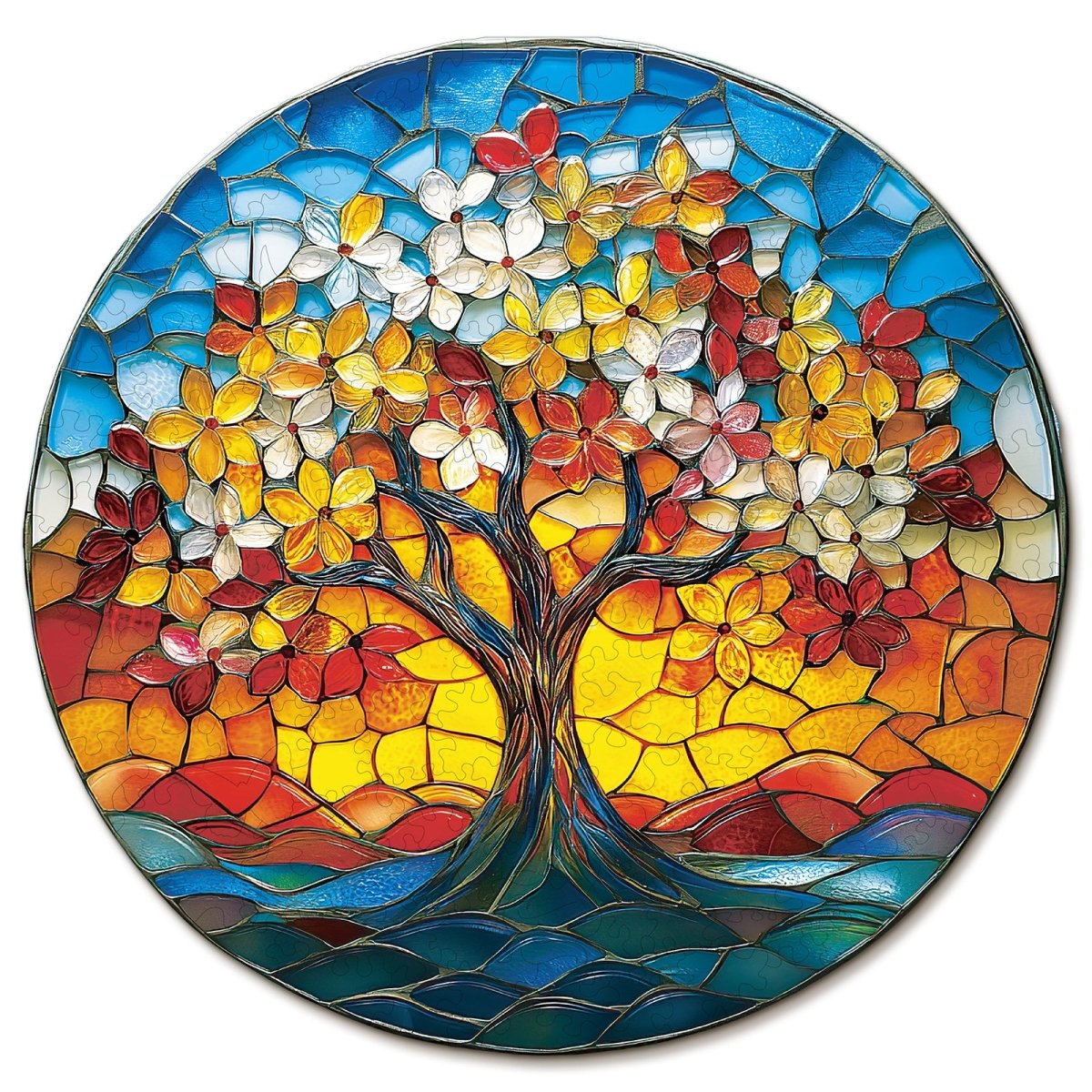 Colorful Glass Tree Wooden Jigsaw Puzzle - KAAYEE Puzzle