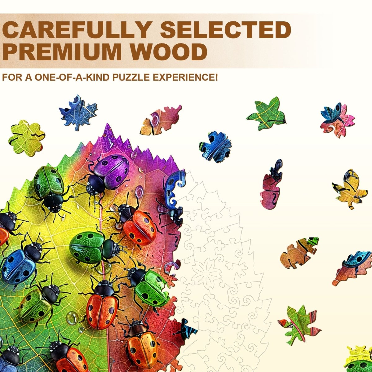 Colorful ladybug Wooden Jigsaw Puzzle - KAAYEE Puzzle