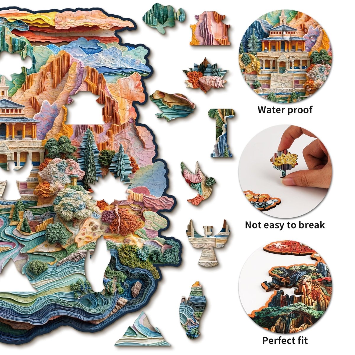 Colorful Temple Wooden Jigsaw Puzzle - KAAYEE Puzzle