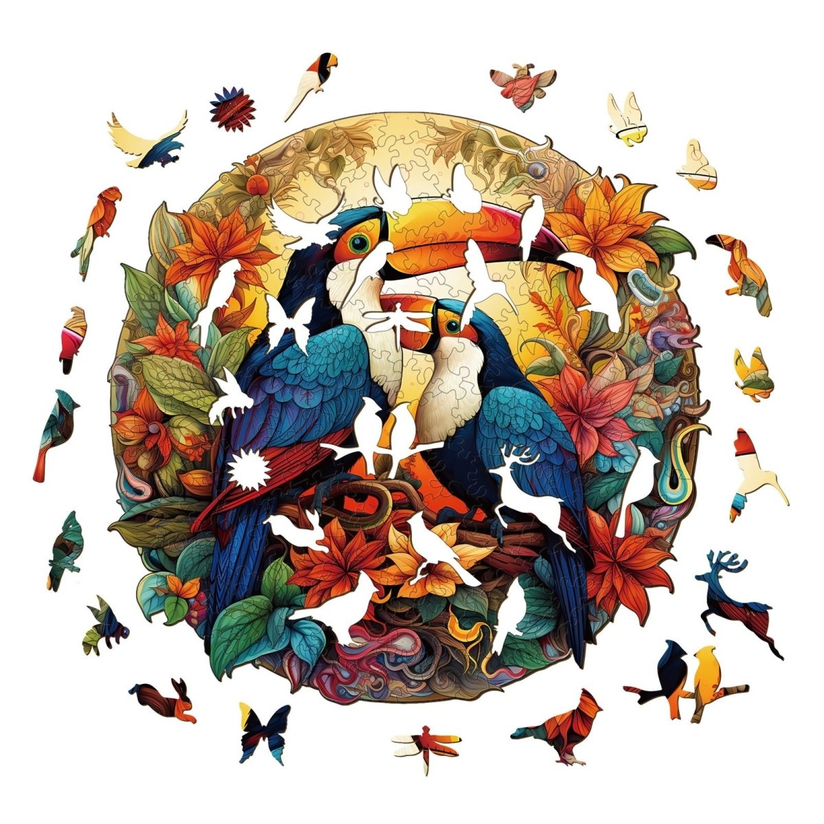 Colorful Toucans Wooden Jigsaw Puzzle - KAAYEE Puzzle