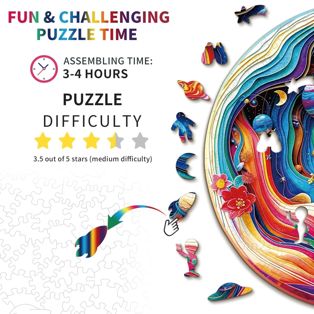 Colorful Universe Wooden Jigsaw Puzzle - KAAYEE Puzzle