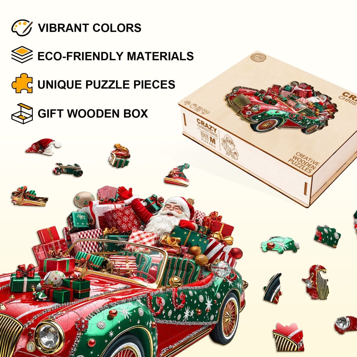 Crazy Christmas Wooden Jigsaw Puzzle - KAAYEE Puzzle