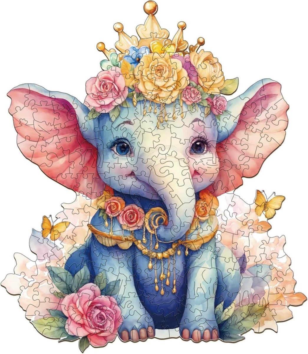 Crowned Elephant Wooden Jigsaw Puzzle - KAAYEE Puzzle