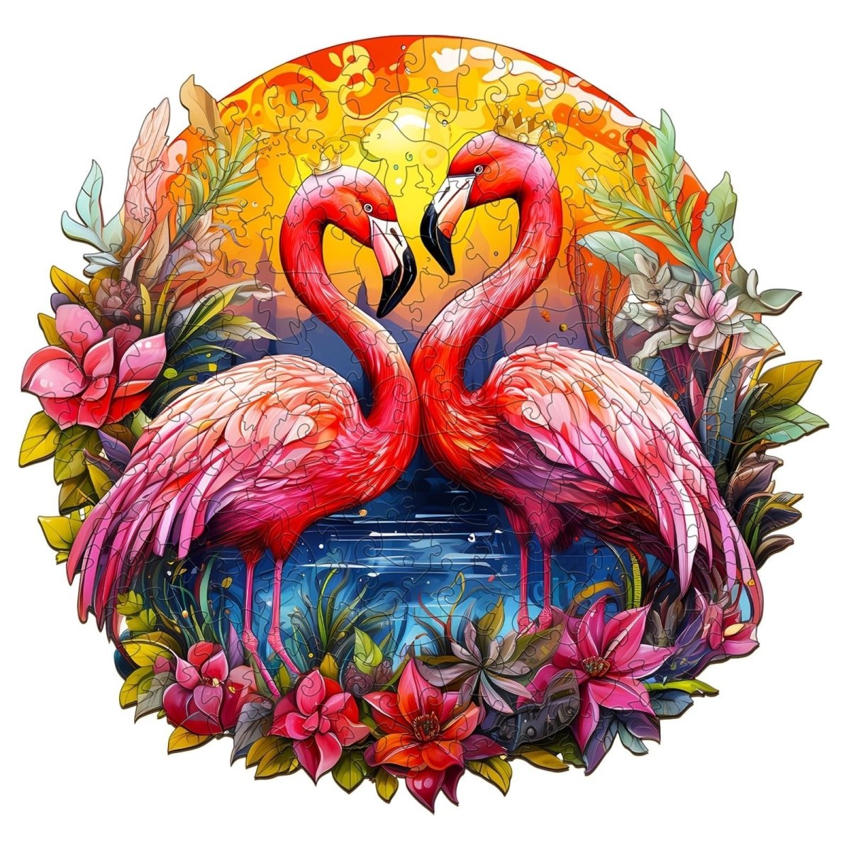 Crowned Flamingo Wooden Jigsaw Puzzle - KAAYEE Puzzle
