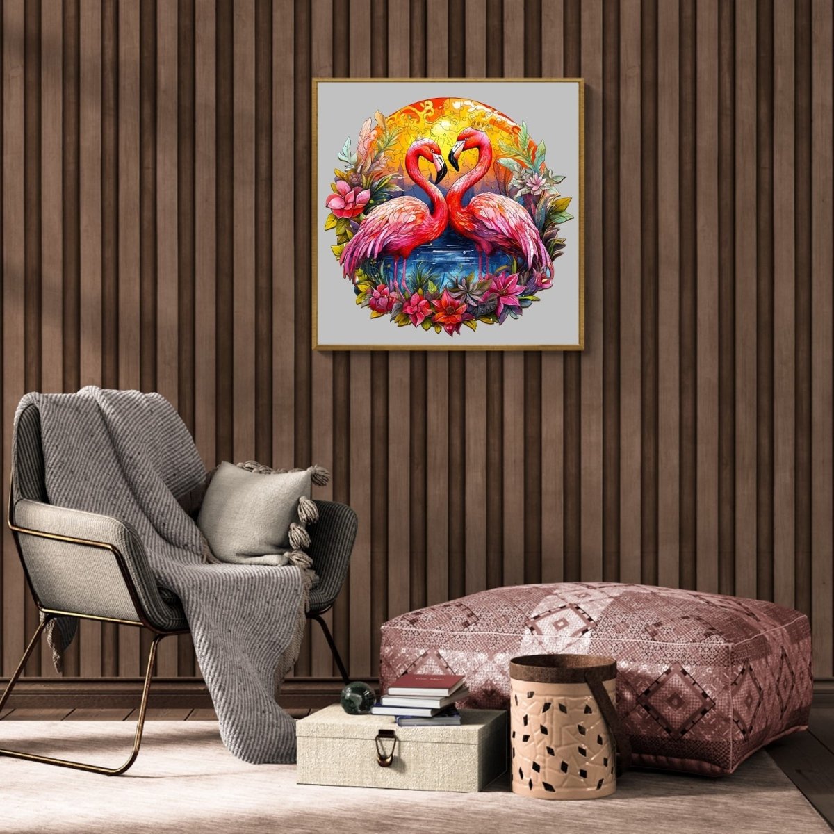 Crowned Flamingo Wooden Jigsaw Puzzle - KAAYEE Puzzle
