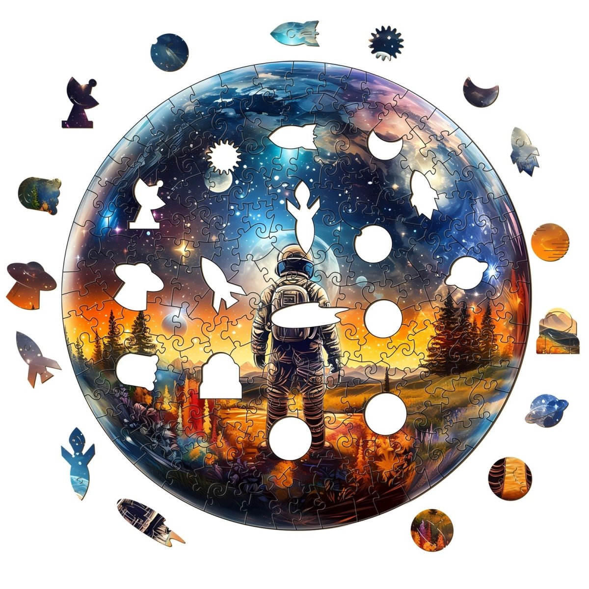Crystal Ball Astronaut Wooden Jigsaw Puzzle - KAAYEE Puzzle