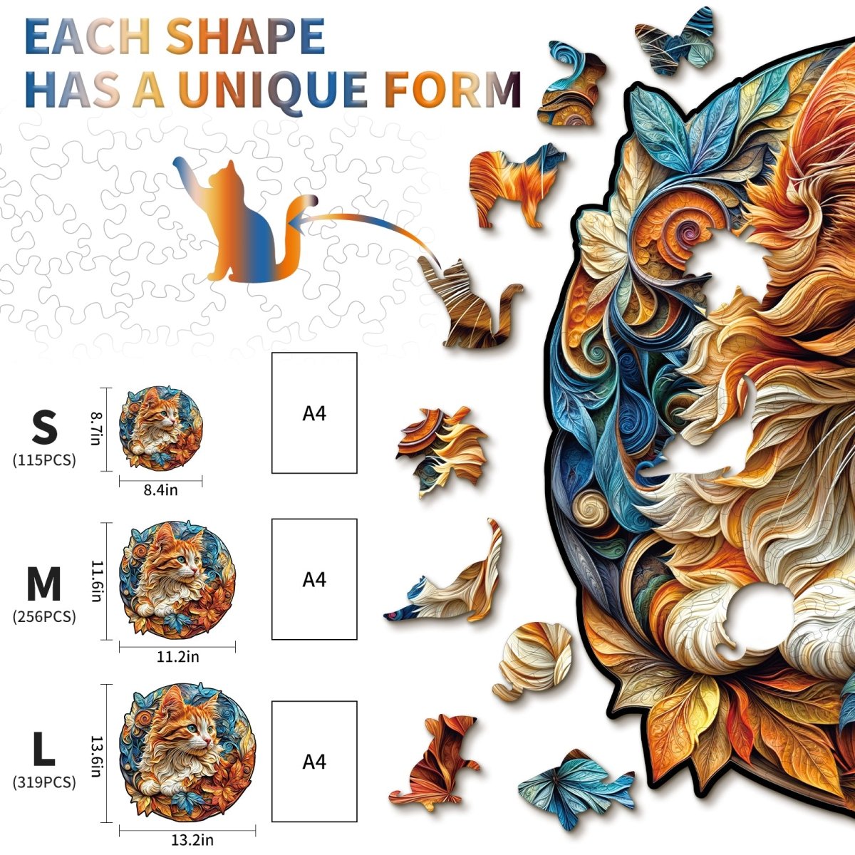 Curious Kitten Wooden Jigsaw Puzzle - KAAYEE Puzzle