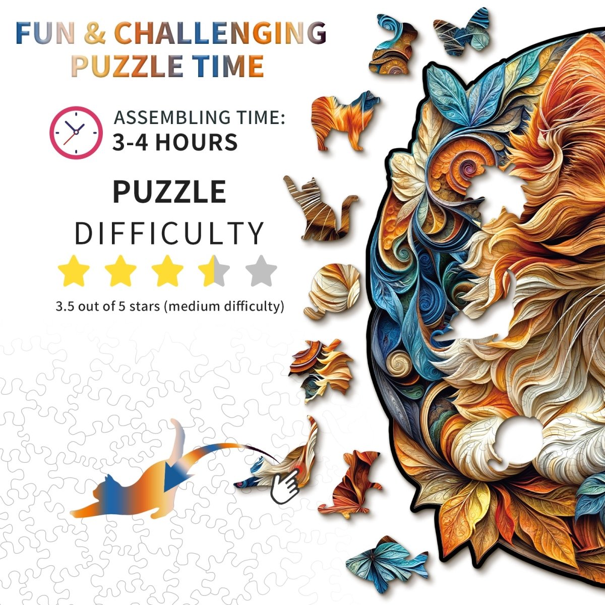 Curious Kitten Wooden Jigsaw Puzzle - KAAYEE Puzzle