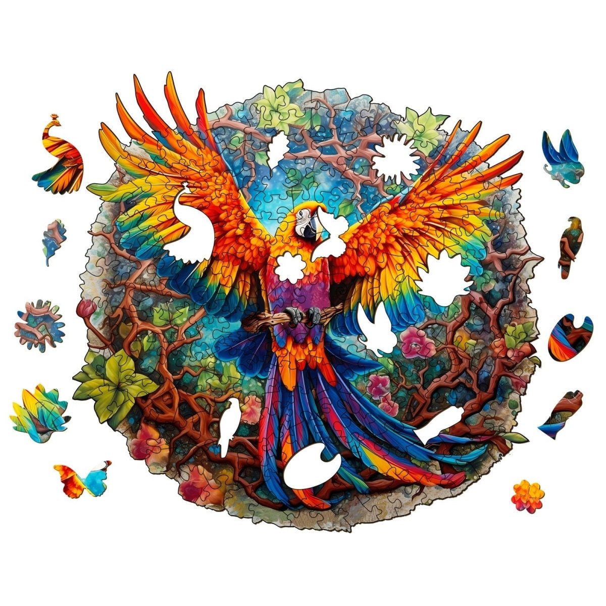 Curious Parrot Wooden Jigsaw Puzzle - KAAYEE Puzzle