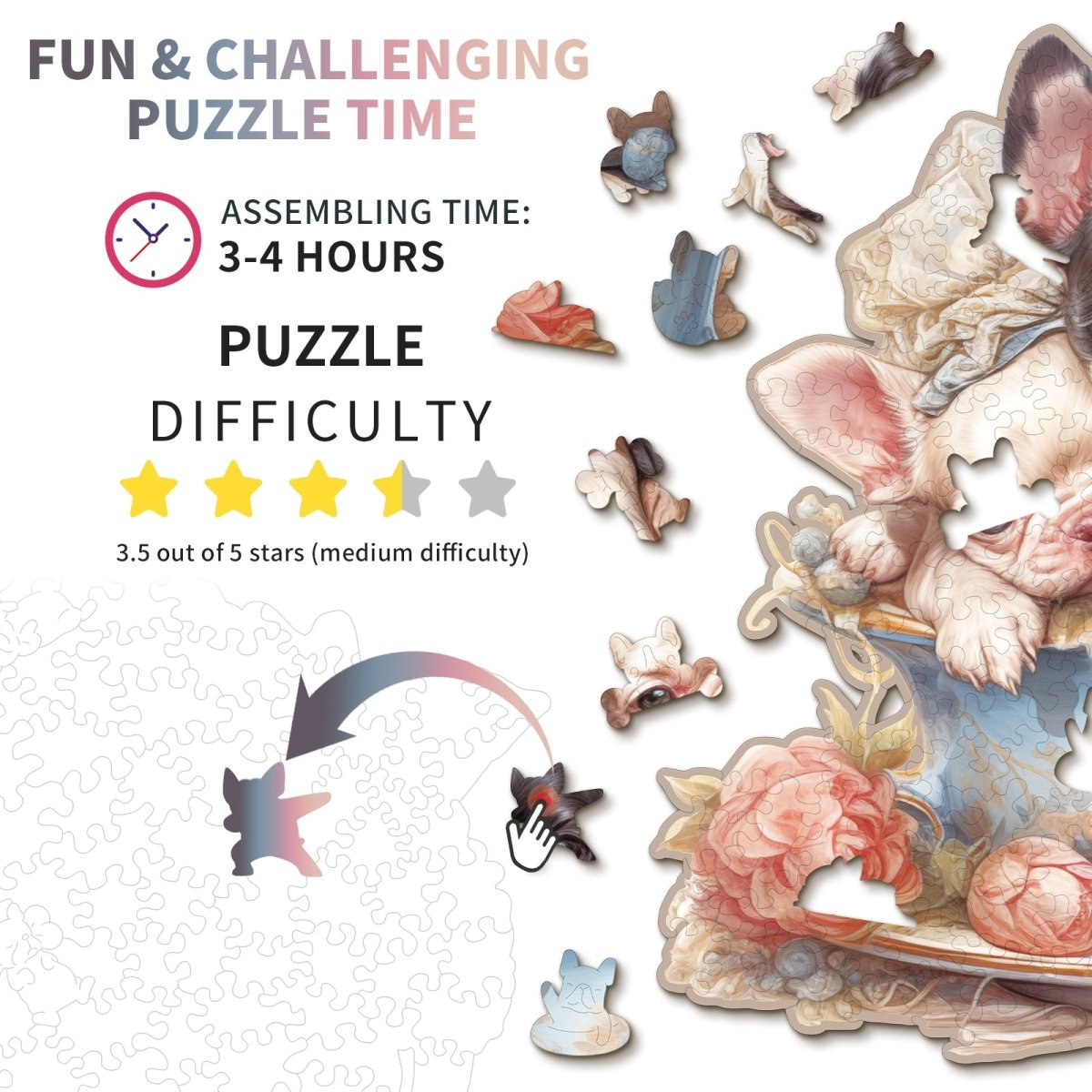 Cute Bulldog Wooden Jigsaw Puzzle - KAAYEE Puzzle
