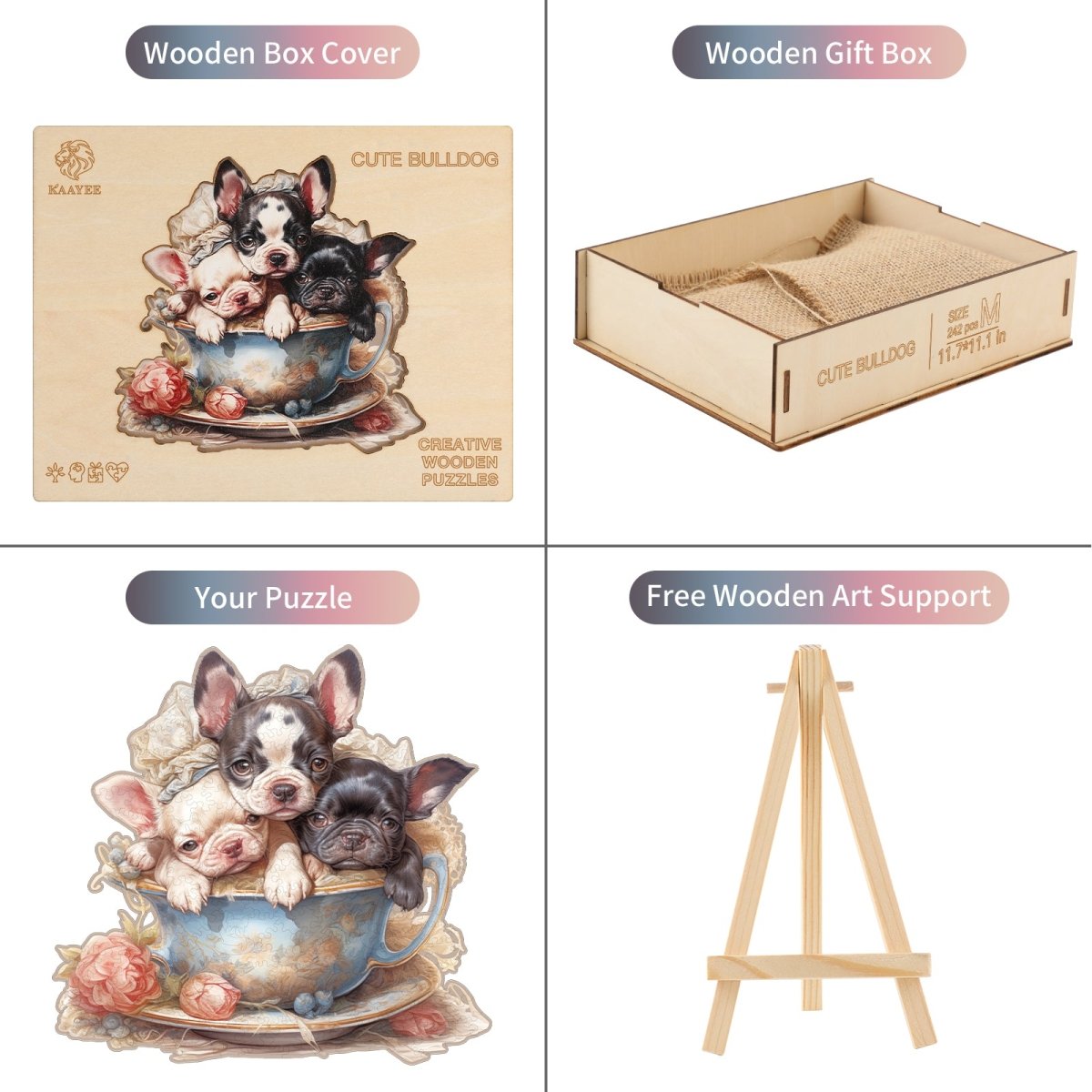 Cute Bulldog Wooden Jigsaw Puzzle - KAAYEE Puzzle