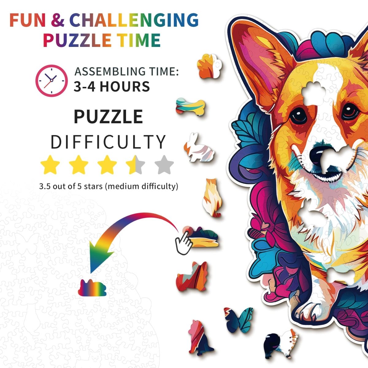 Cute Corgi Wooden Jigsaw Puzzle - KAAYEE Puzzle