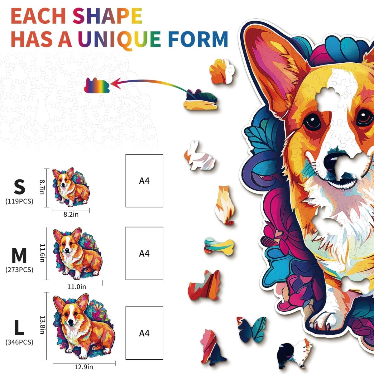 Cute Corgi Wooden Jigsaw Puzzle - KAAYEE Puzzle