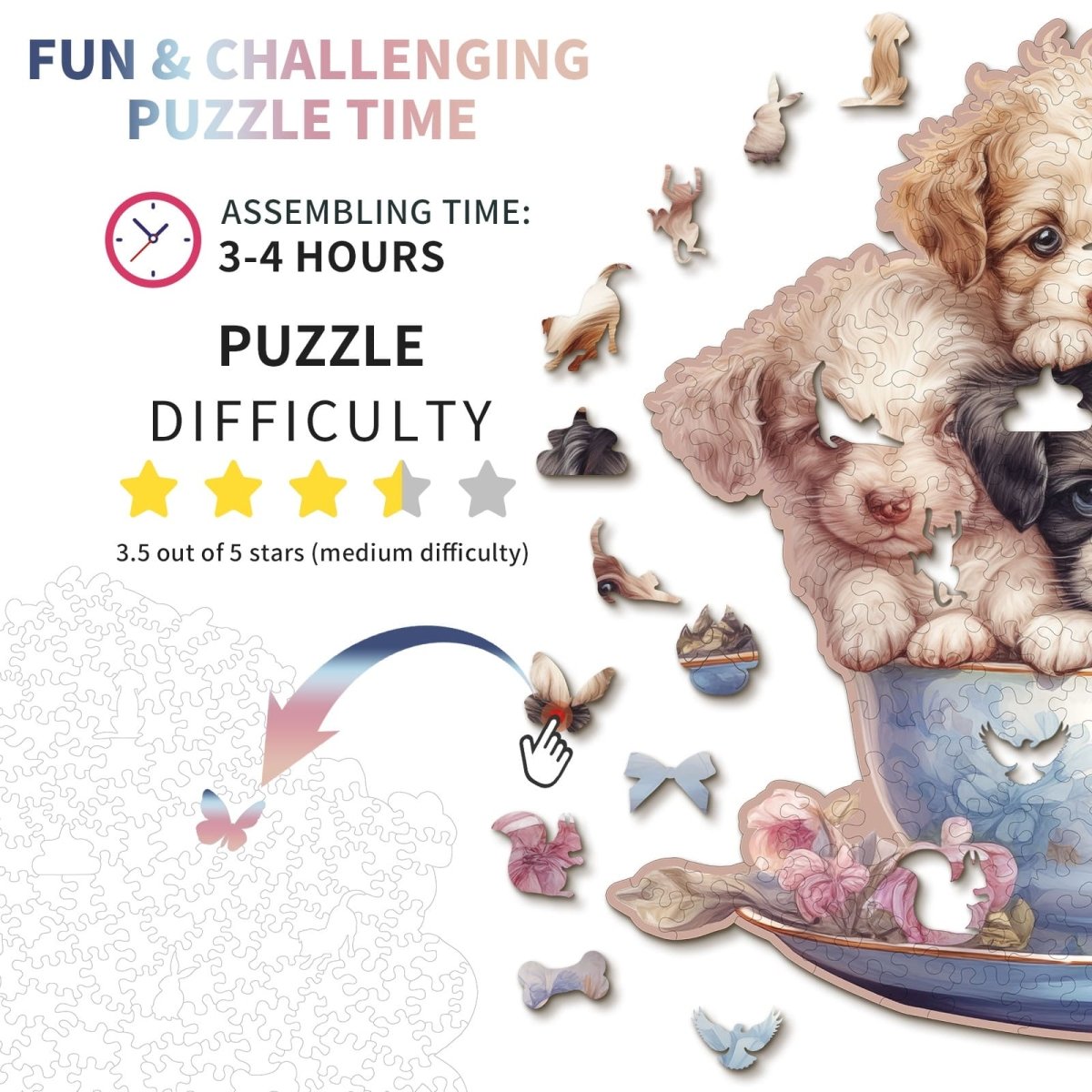 Cute Puppy Wooden Jigsaw Puzzle - KAAYEE Puzzle