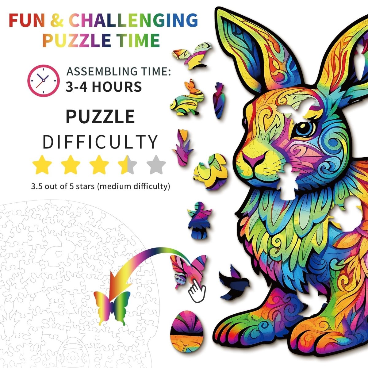 Cute Rabbit Wooden Jigsaw Puzzle - KAAYEE Puzzle