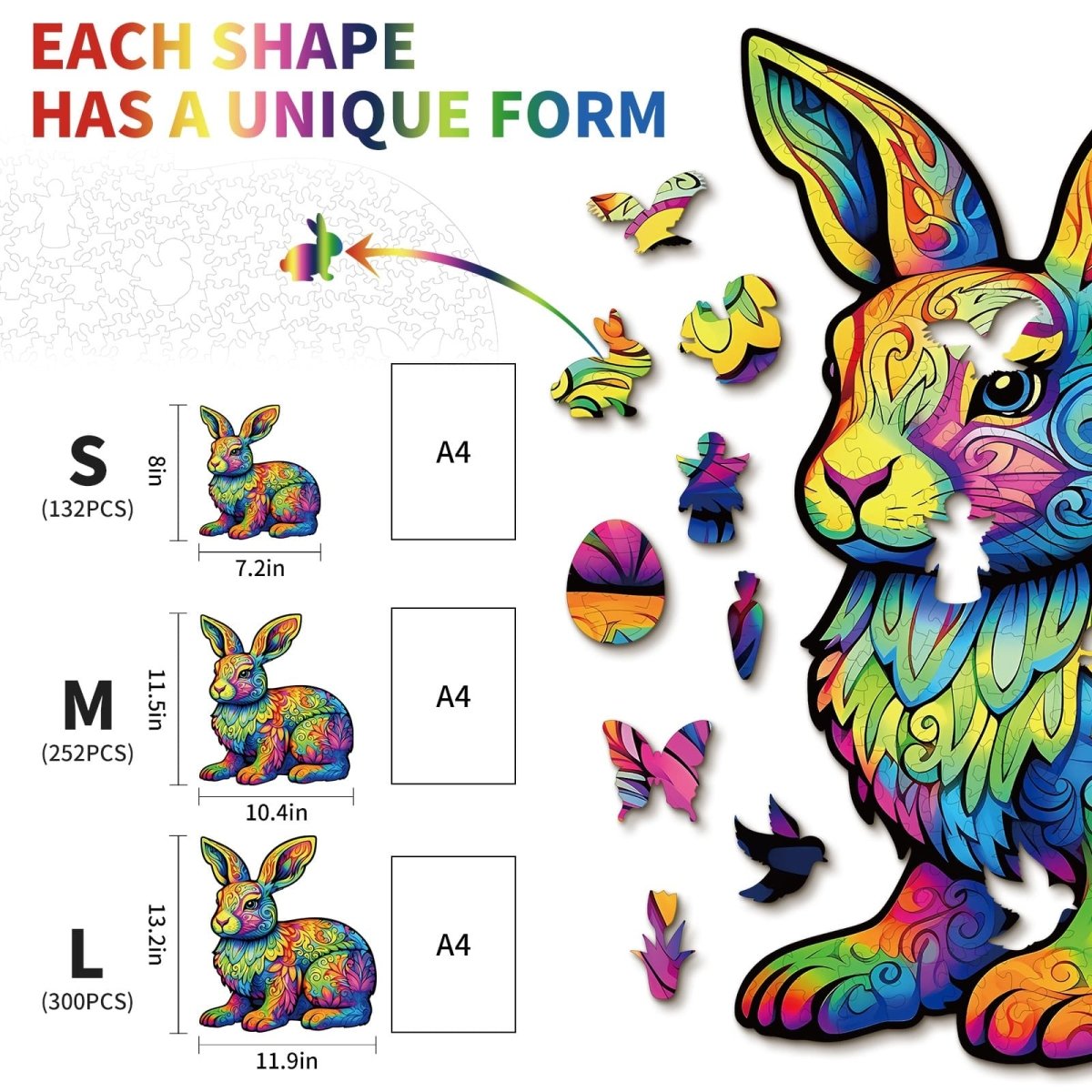 Cute Rabbit Wooden Jigsaw Puzzle - KAAYEE Puzzle