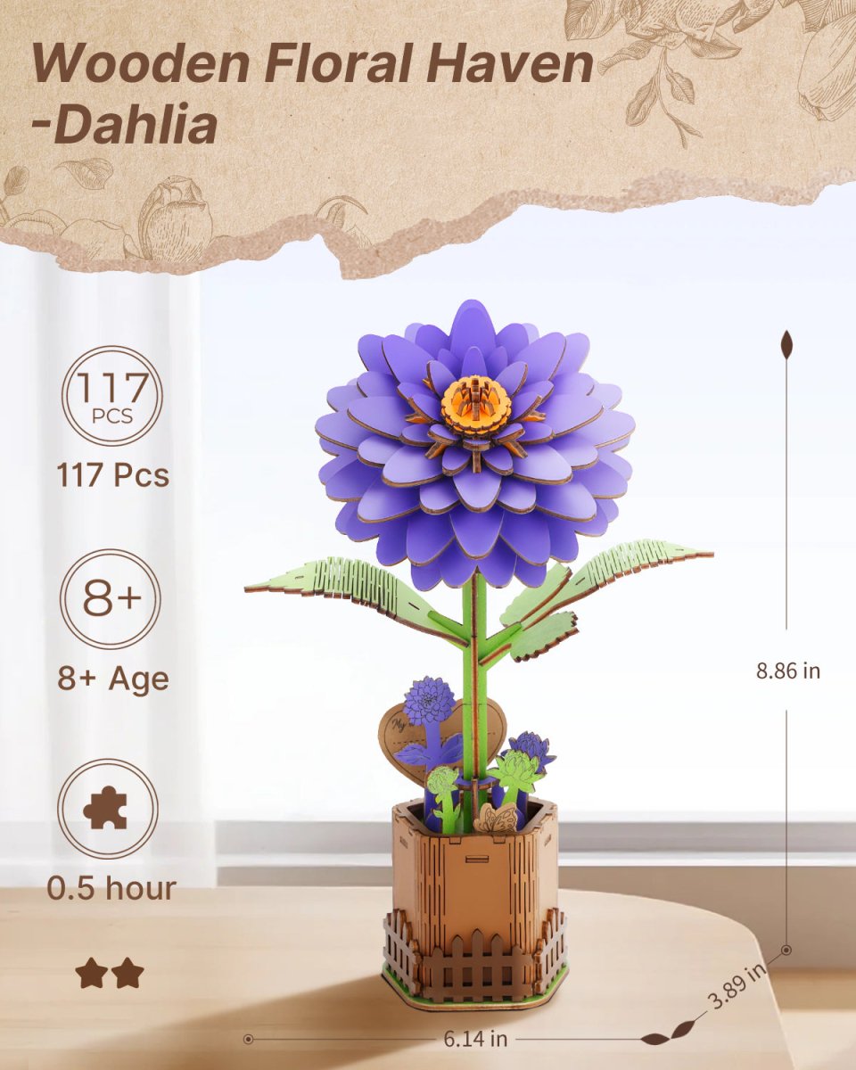 Dahlia DIY Wooden Flower - KAAYEE Puzzle