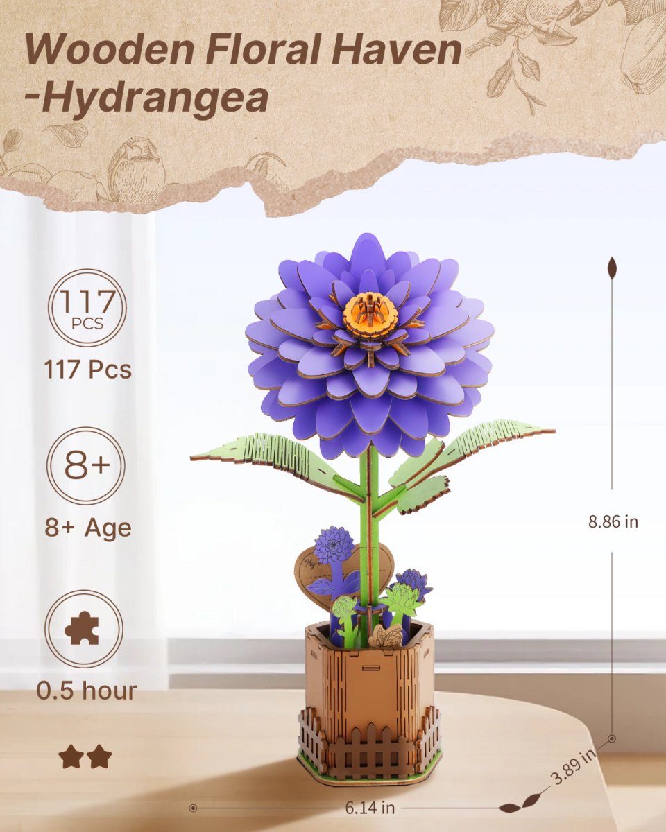 Dahlia DIY Wooden Flower - KAAYEE Puzzle