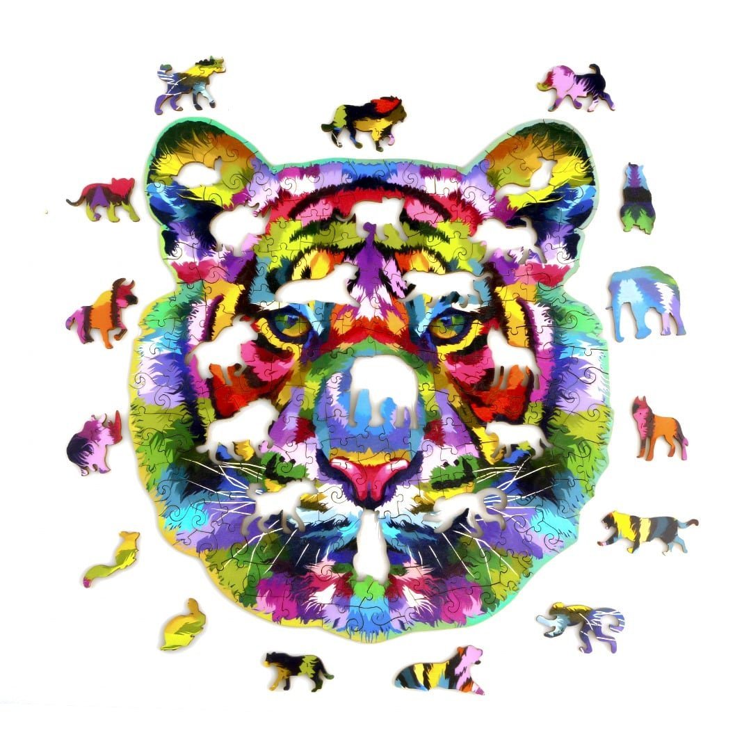 DAZZLE COLOUR THE TIGER Wooden Jigsaw Puzzle - KAAYEE Puzzle