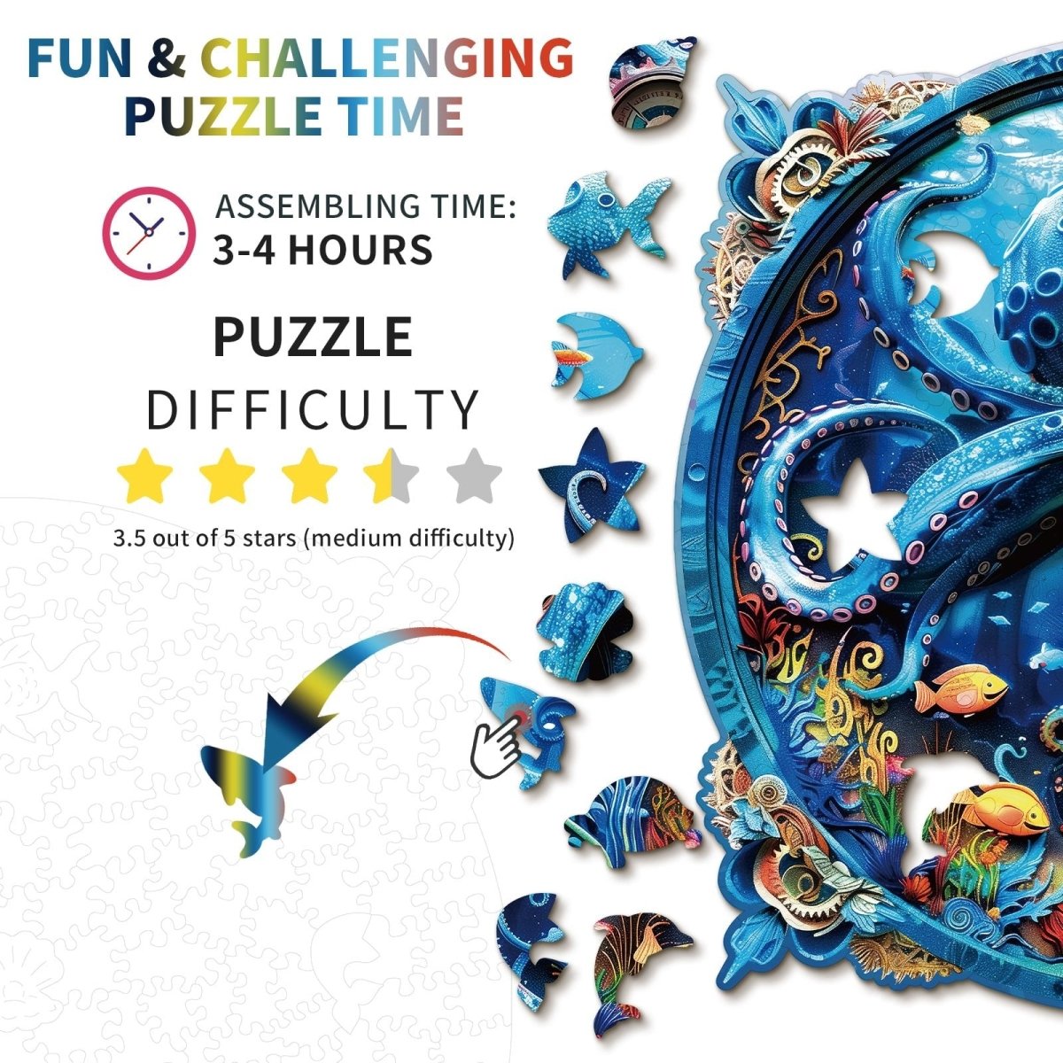 Deep sea Octopus Wooden Jigsaw Puzzle - KAAYEE Puzzle