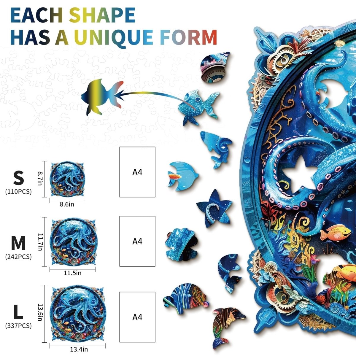 Deep sea Octopus Wooden Jigsaw Puzzle - KAAYEE Puzzle