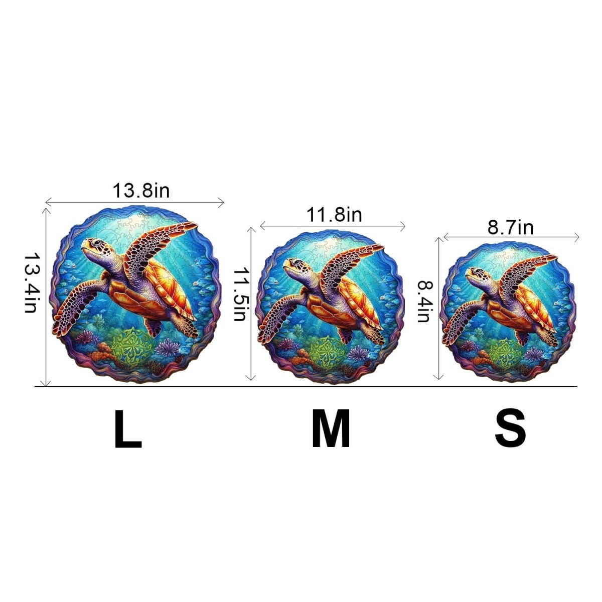 DEEP SEA TURTLE 1 Wooden Jigsaw Puzzle - KAAYEE Puzzle