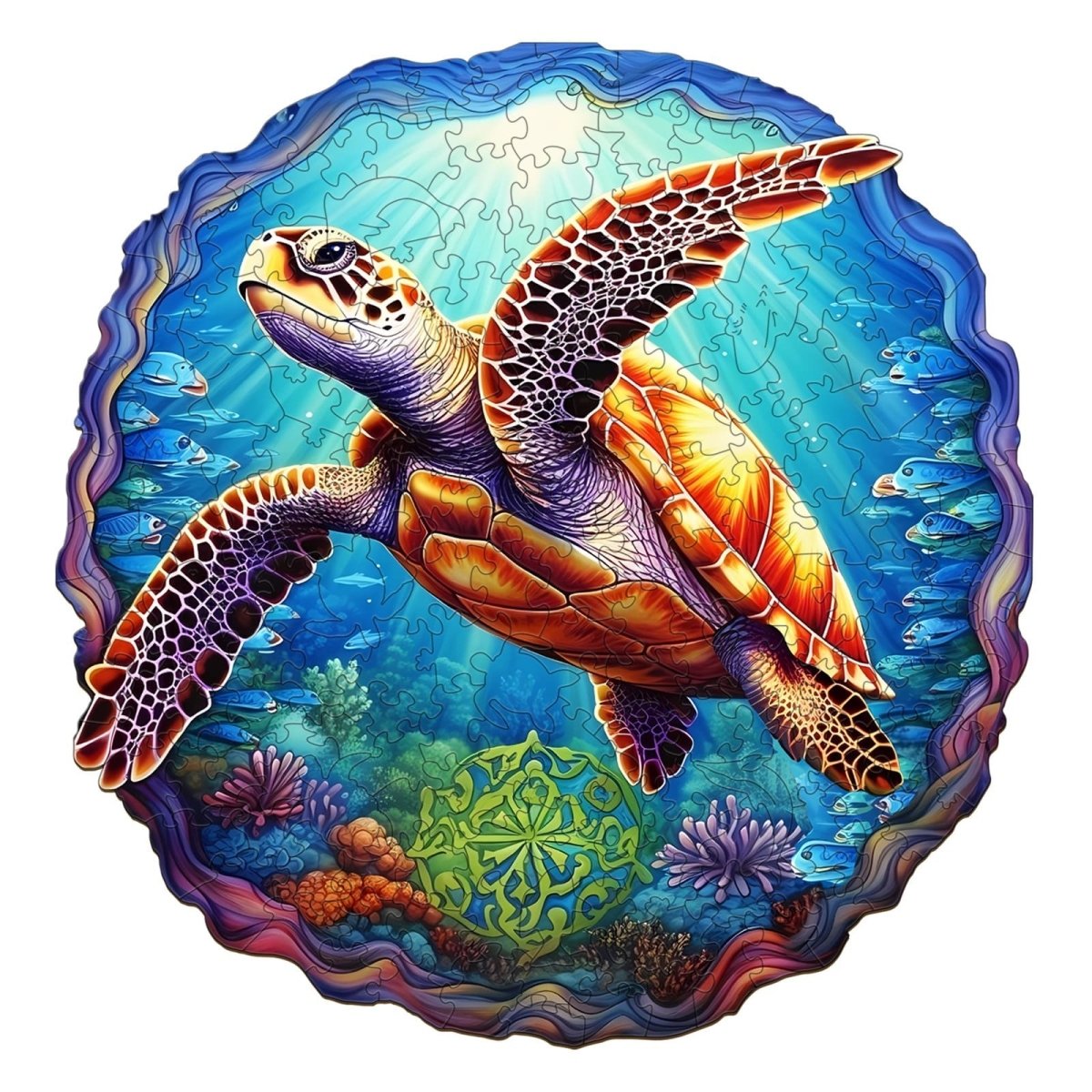 DEEP SEA TURTLE 1 Wooden Jigsaw Puzzle - KAAYEE Puzzle
