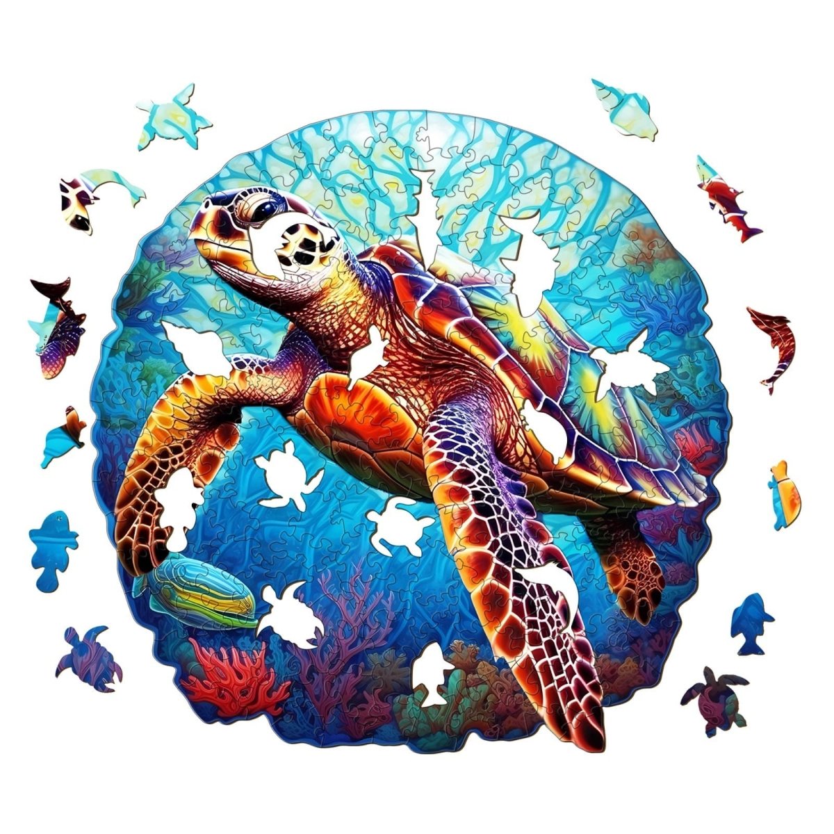 DEEP SEA TURTLE 2 Wooden Jigsaw Puzzle - KAAYEE Puzzle