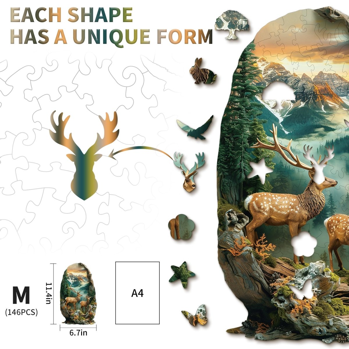 Deer in the forest Wooden Jigsaw Puzzle - KAAYEE Puzzle