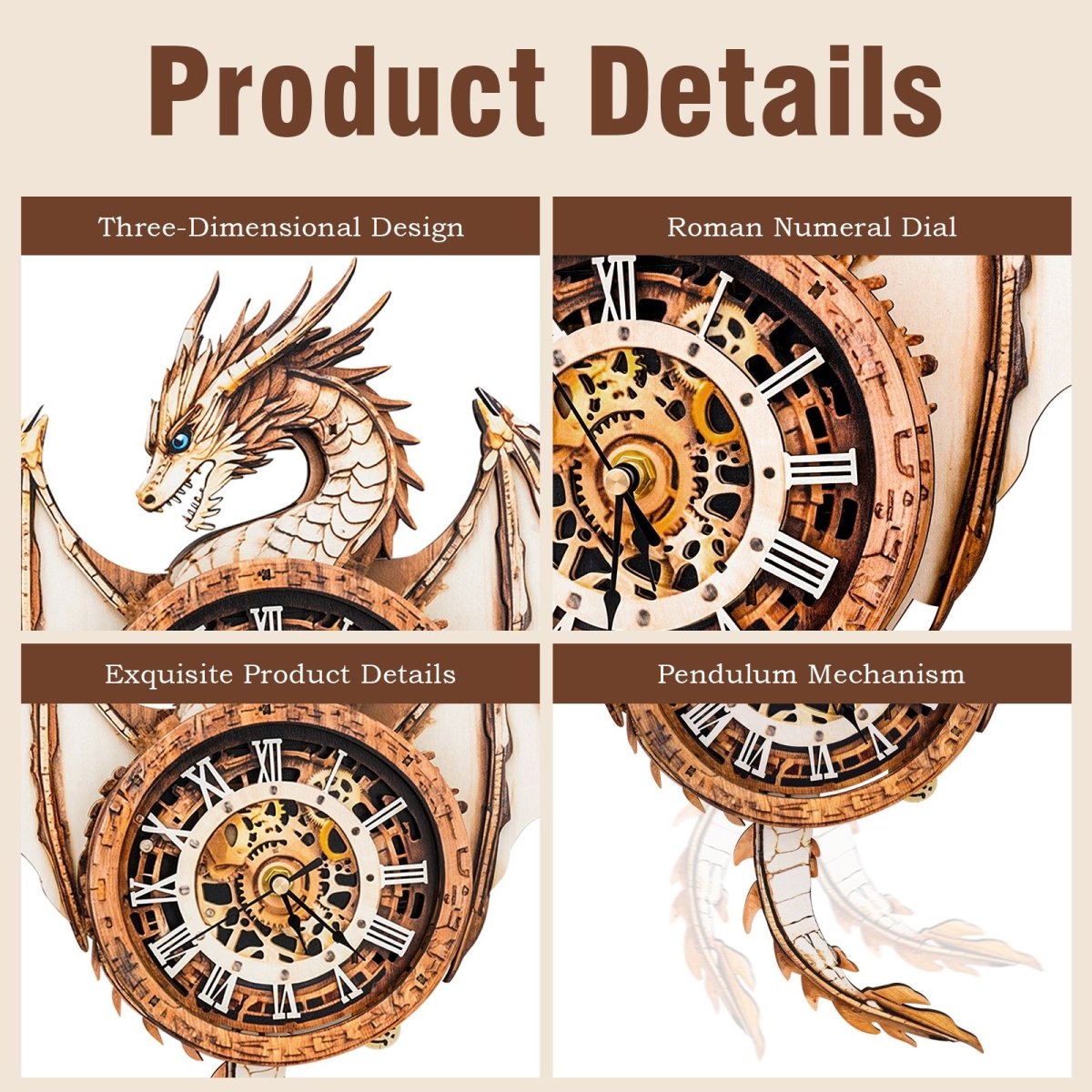 Dragon Clock DIY Wooden Puzzle - KAAYEE Puzzle