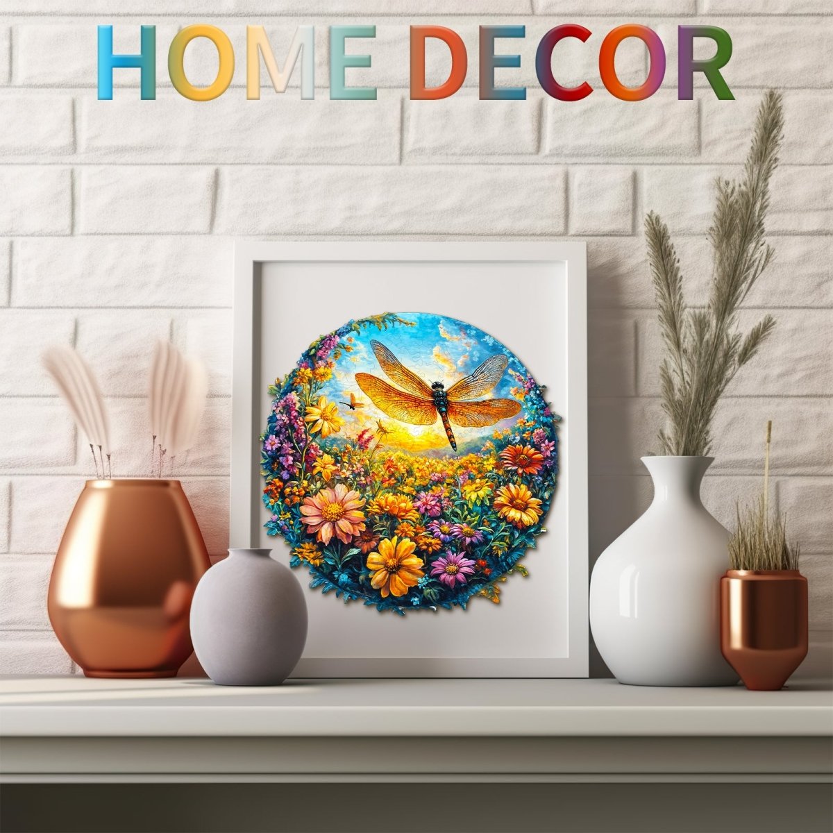 Dragonfly and Flowers Wooden Jigsaw Puzzle - KAAYEE Puzzle