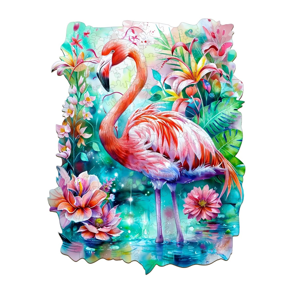 Elegant Flamingo Wooden Jigsaw Puzzle - KAAYEE Puzzle