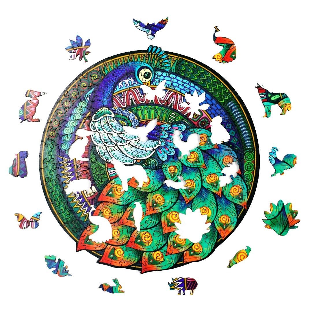 ELEGANT PEACOCK Wooden Jigsaw Puzzle - KAAYEE Puzzle