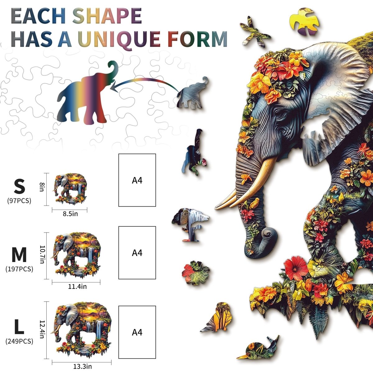 Elephant Eden Wooden Jigsaw Puzzle - KAAYEE Puzzle