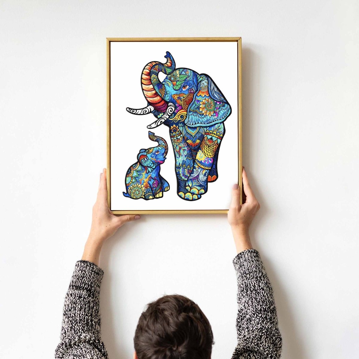 ELEPHANT FAMILY Wooden Jigsaw Puzzle - KAAYEE Puzzle