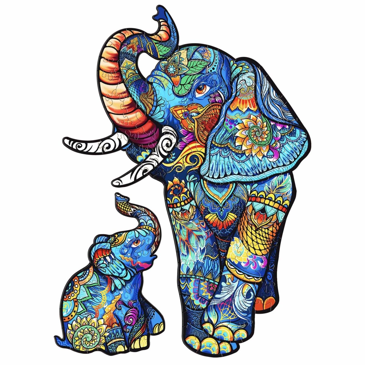 ELEPHANT FAMILY Wooden Jigsaw Puzzle - KAAYEE Puzzle