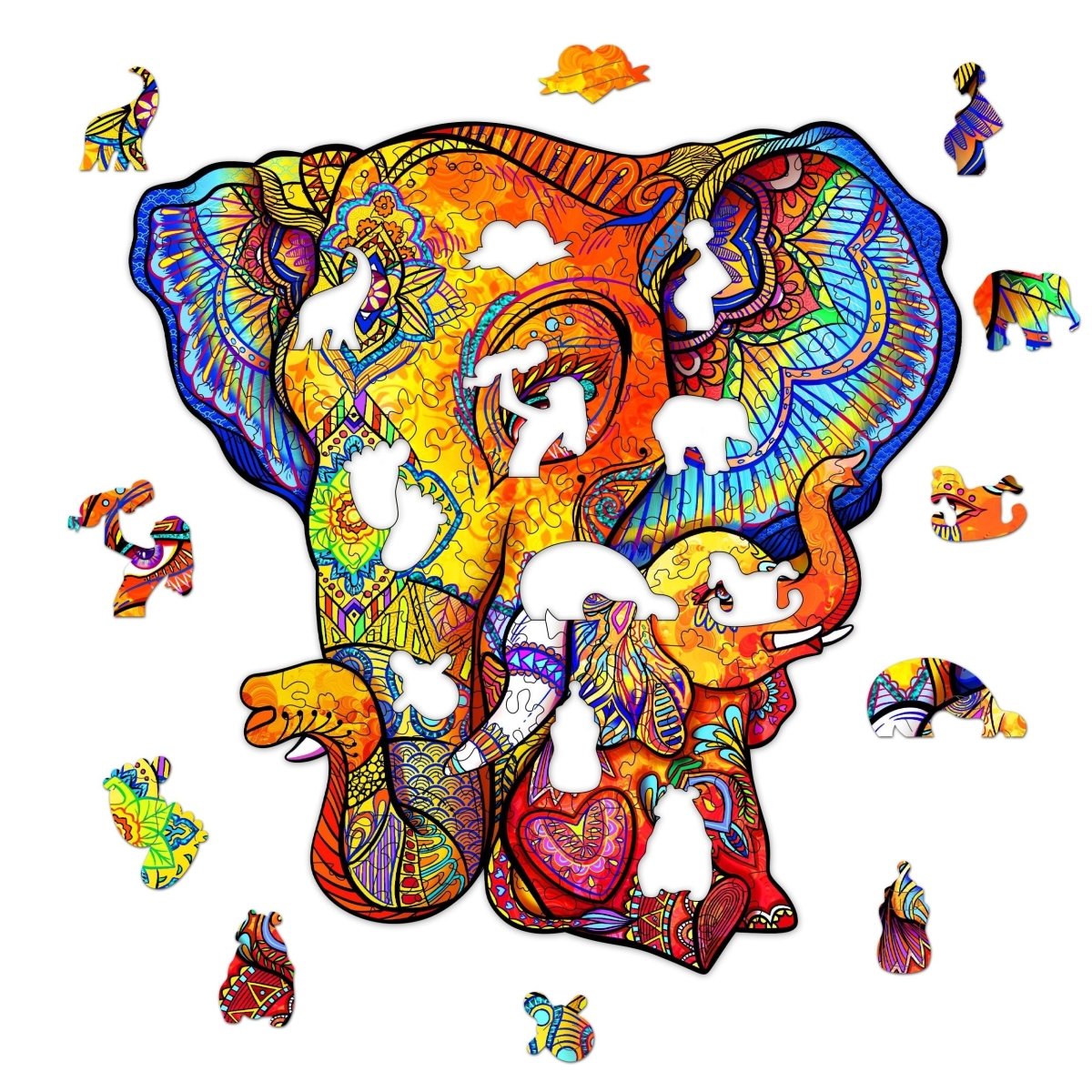 Elephant Puzzle Maternal Love Wooden Jigsaw Puzzle - KAAYEE Puzzle