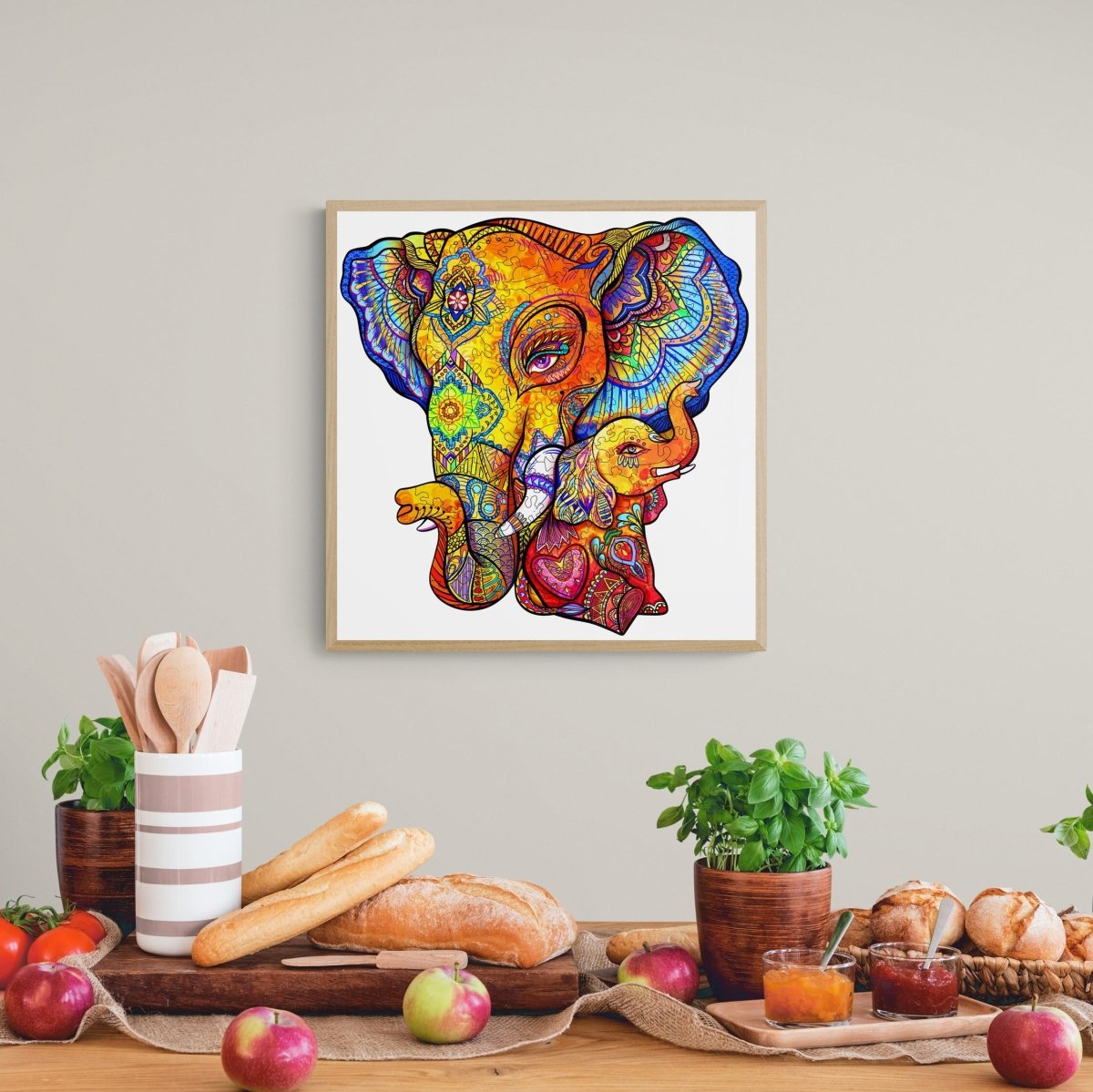 Elephant Puzzle Maternal Love Wooden Jigsaw Puzzle - KAAYEE Puzzle